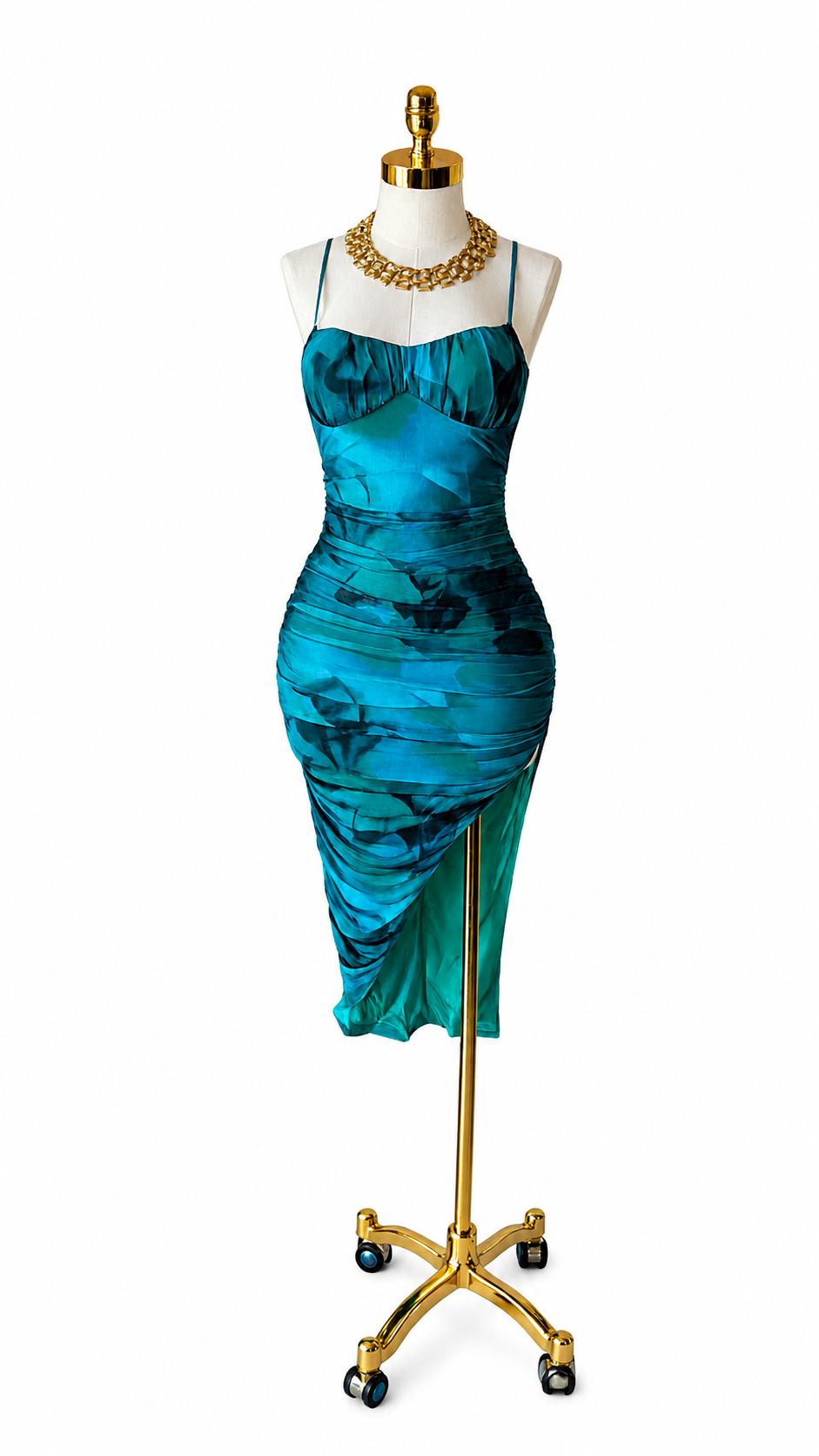 Yaritza turquoise scrunch dress