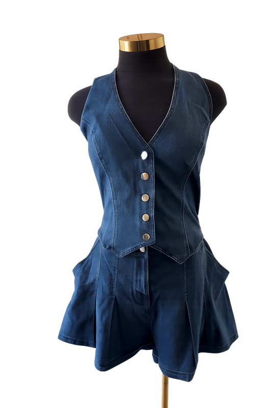 Elena Dark Denim Romper